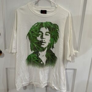 Bob Marley Shirt Mens 2XL White Crewneck 2002 Zion Rootswear Rock Reggae I